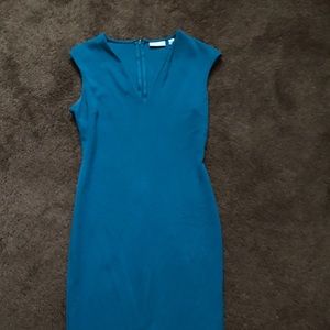 Long just below the knee turquoise dress